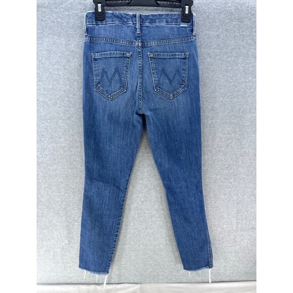 Mother Women sz 25 High Waisted Double Looker Ankle Fray Cotton Denim Skinny - Picture 2 of 16
